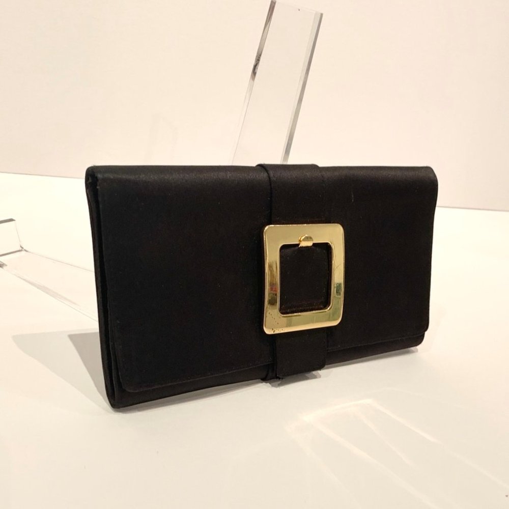 Cute  La Regale Black Clutch with Gold Accents